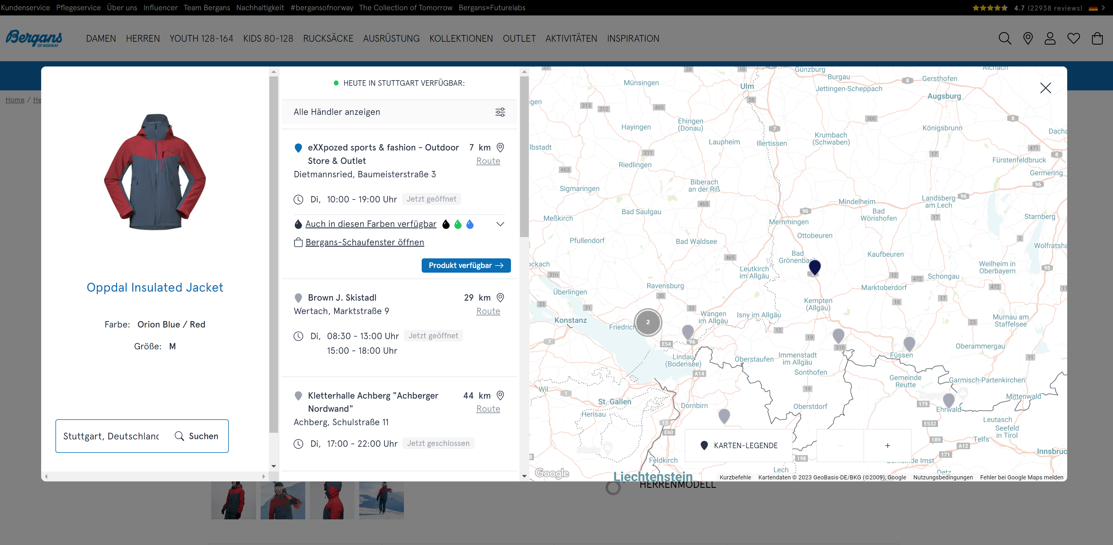 Where-To-Buy-Local auf bergans.de